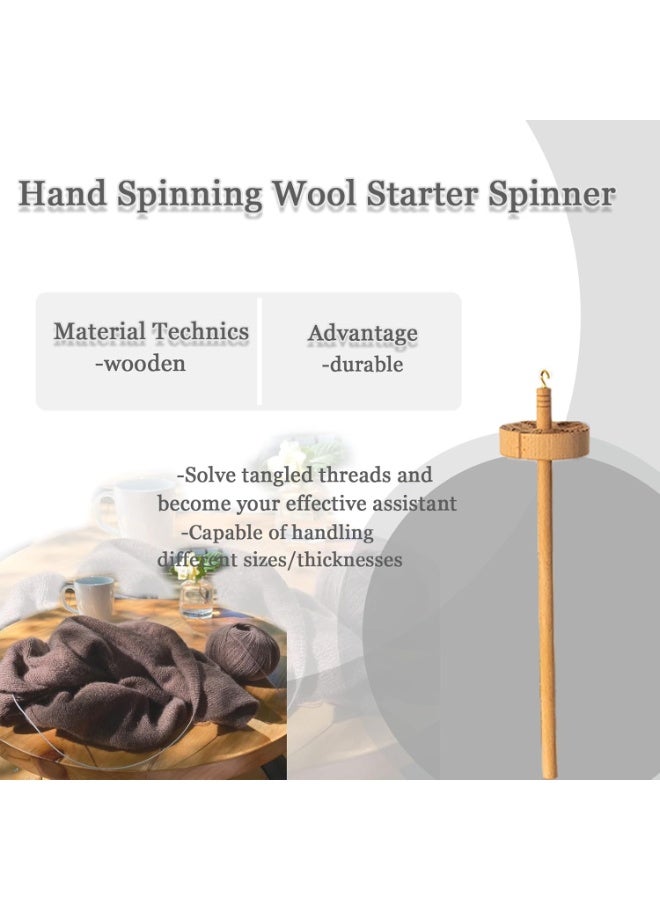 SRLIWHITE Handcrafted Wooden Drop Spindle Top Whorl with Hook, Smooth Waxed Yarn Spinning Tool for Wool or Plant Fibers, Beginner-Friendly Hand Spinning Starter Kit - Image 5